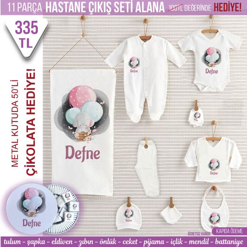 Yeni Doğan Bebek Seti Çikolata Hediyeli-Kız Bebek 136