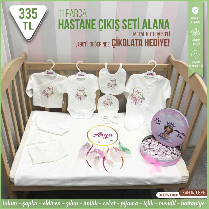Yeni Doğan Bebek Seti Çikolata Hediyeli-Kız Bebek 104