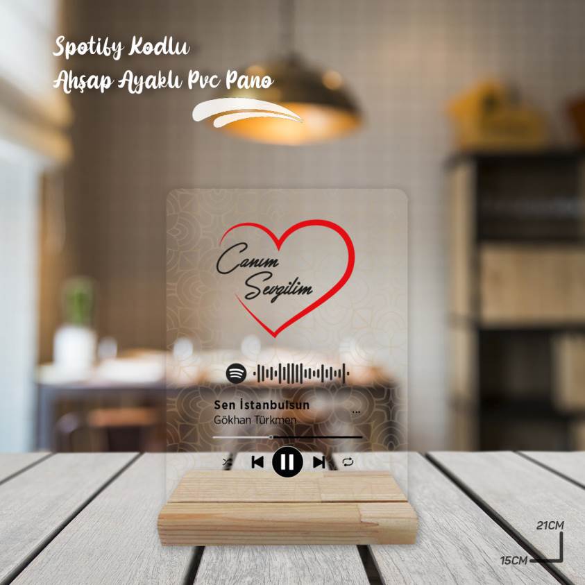 Sevgililer Gününe Özel Spotify Kodlu Ahşap Ayaklı Pvc - S4051