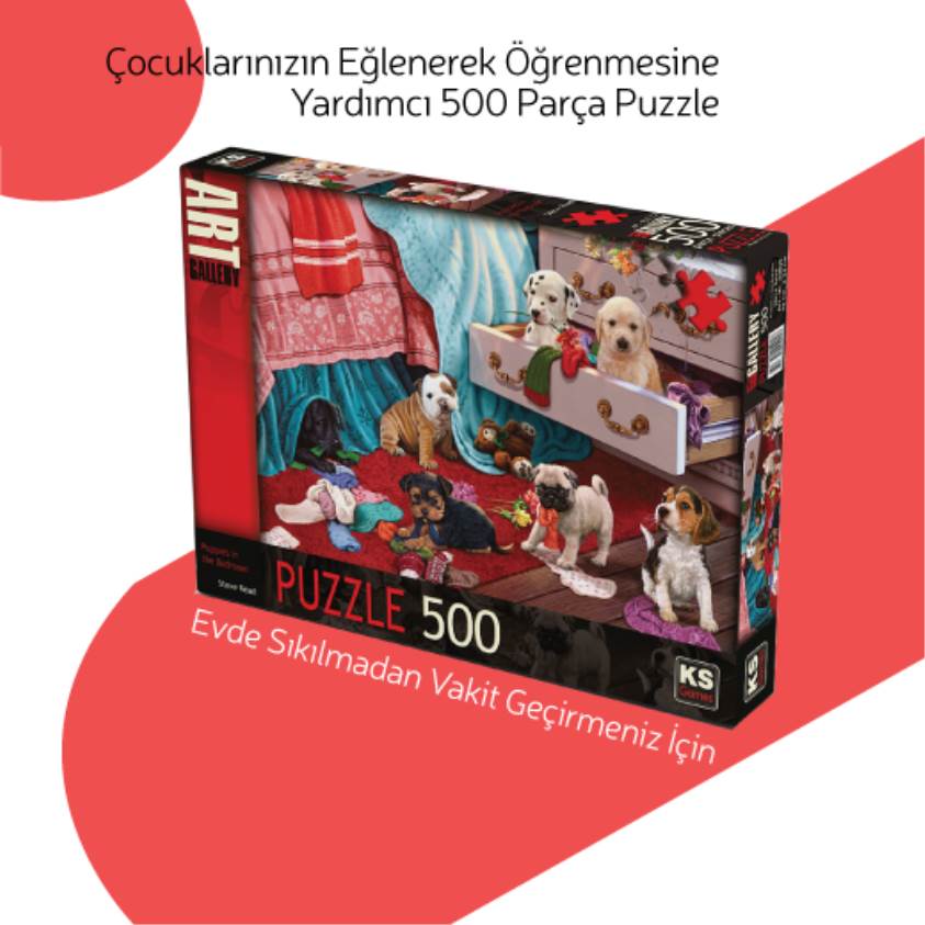 Puppies in the Bedroom 500 Parça Puzzle