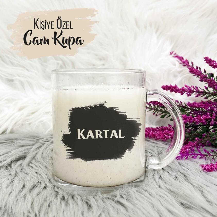 Kişiye Özel Baskılı Şeffaf Cam Kupa Bardak - C013