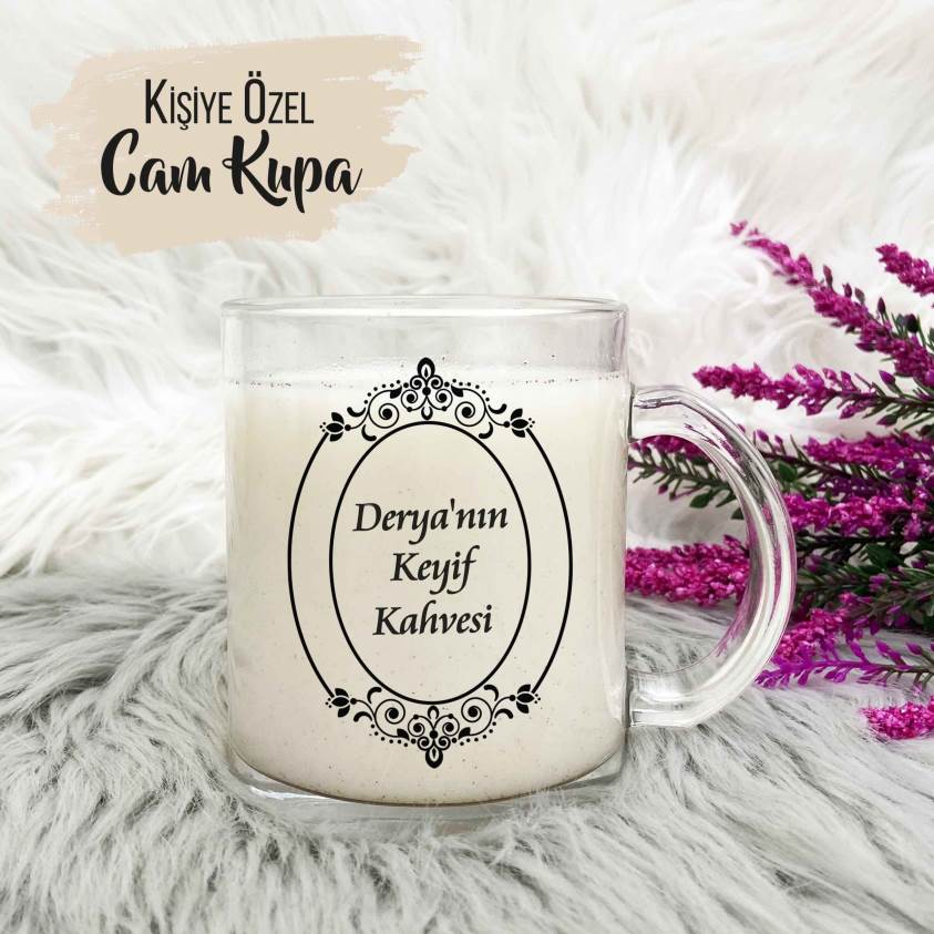 Kişiye Özel Baskılı Şeffaf Cam Kupa Bardak - C002