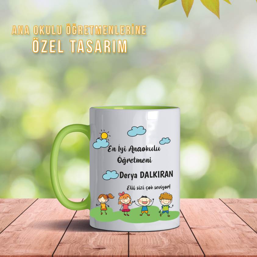 Öğretmenler Gününe Özel Yeşil Kulplu Kupa - 136