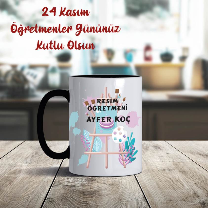 Öğretmenler Gününe Özel Siyah Kulplu Kupa - 133