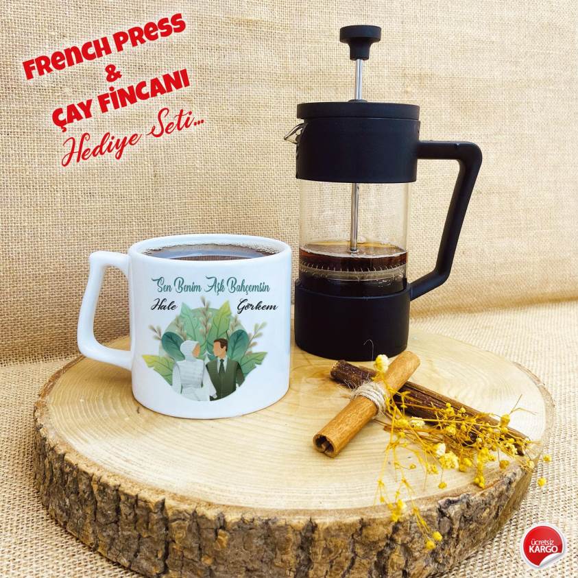 Sevgililer Gününe Özel Baskılı Kupa Bardak ve French Press Seti - 0152