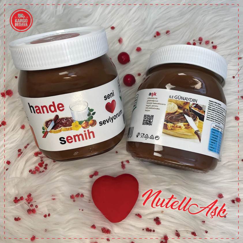 Sevgililer Gününe Özel İsim Baskılı Nutella- 2'li Set - 02
