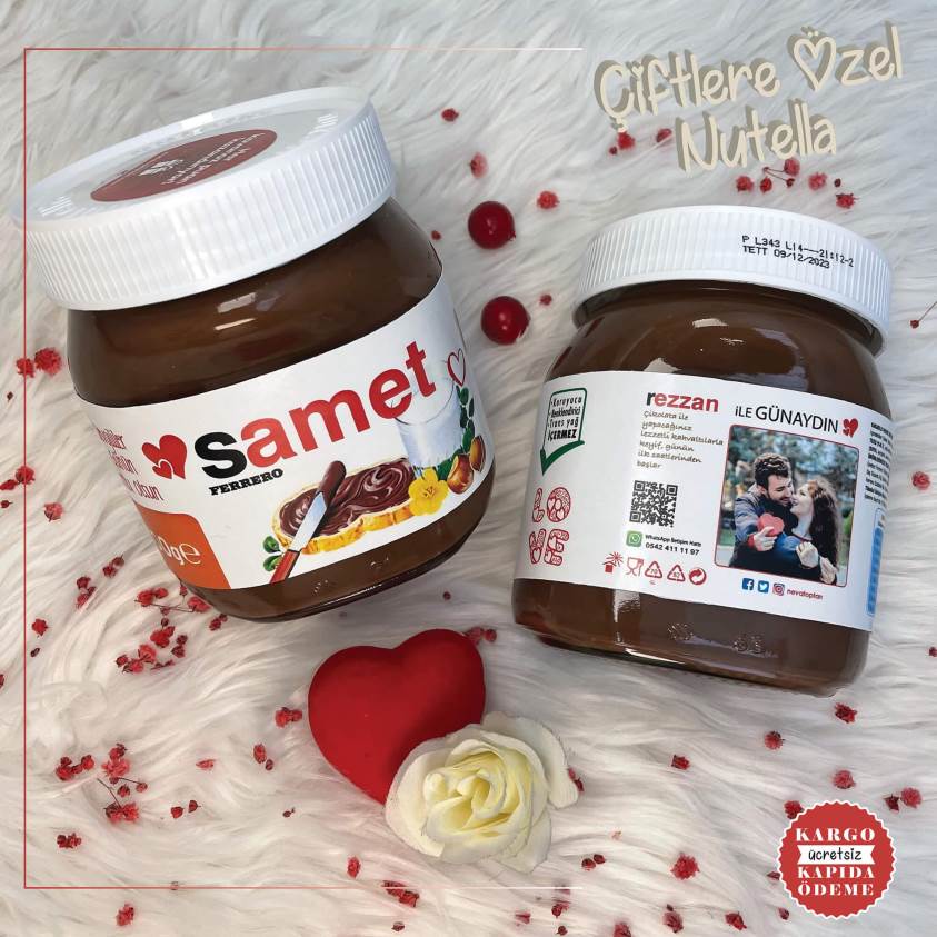 Sevgililer Gününe Özel İsim Baskılı Nutella- 2'li Set - 01