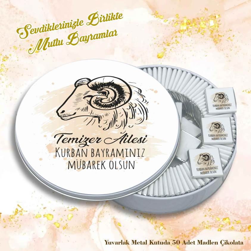 Bayram Çikolatası-Yuvarlak Metal Kutu B066
