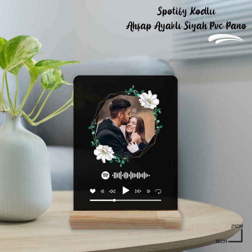 Spotify Kodlu Ahşap Ayaklı Siyah Pvc - S502