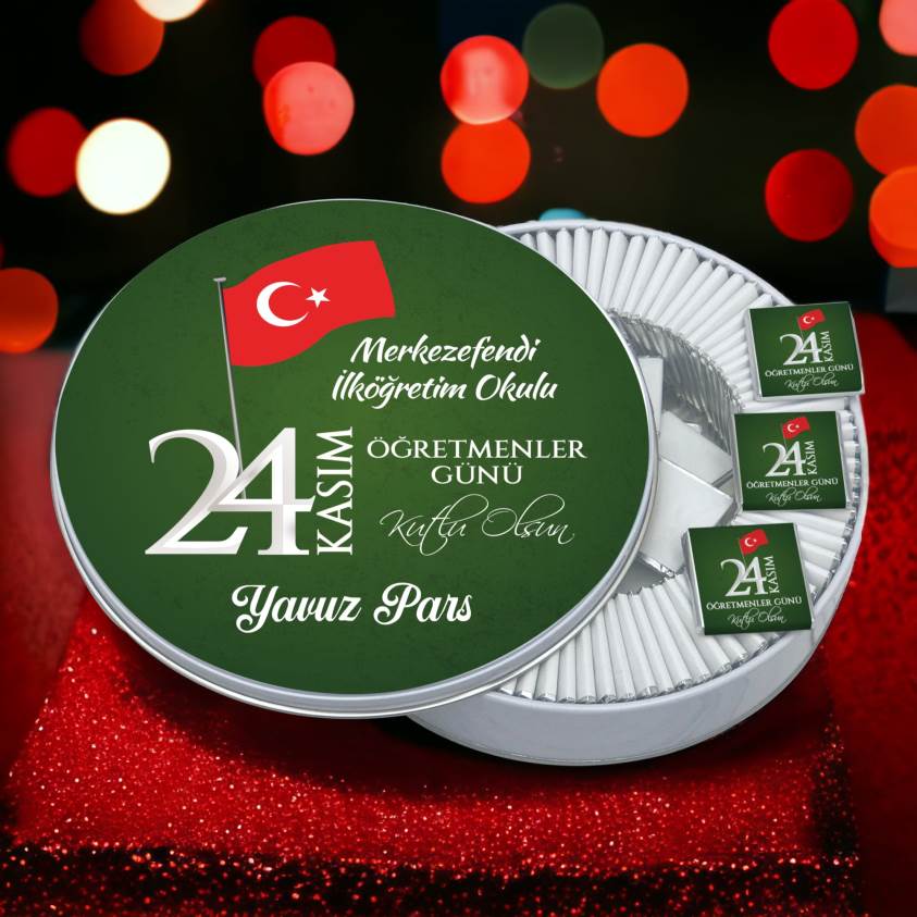 Öğretmenler Gününe Özel Yuvarlak Metal Kutuda Çikolata - 302