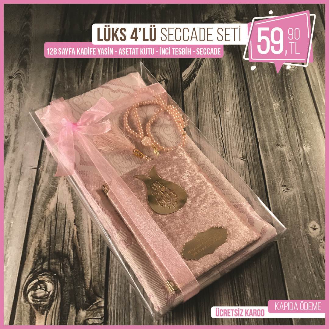 Lüks 4'lü Pembe Seccade Seti-S0004