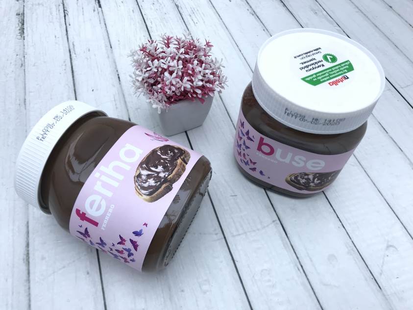 İsim Baskılı Pembe Nutella- 2'li Set