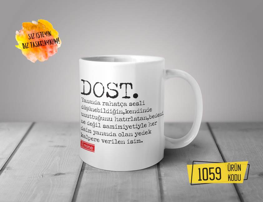 Kişiye Özel Baskılı Kupa-Dost Tasarım Baskılı Kupa 1059