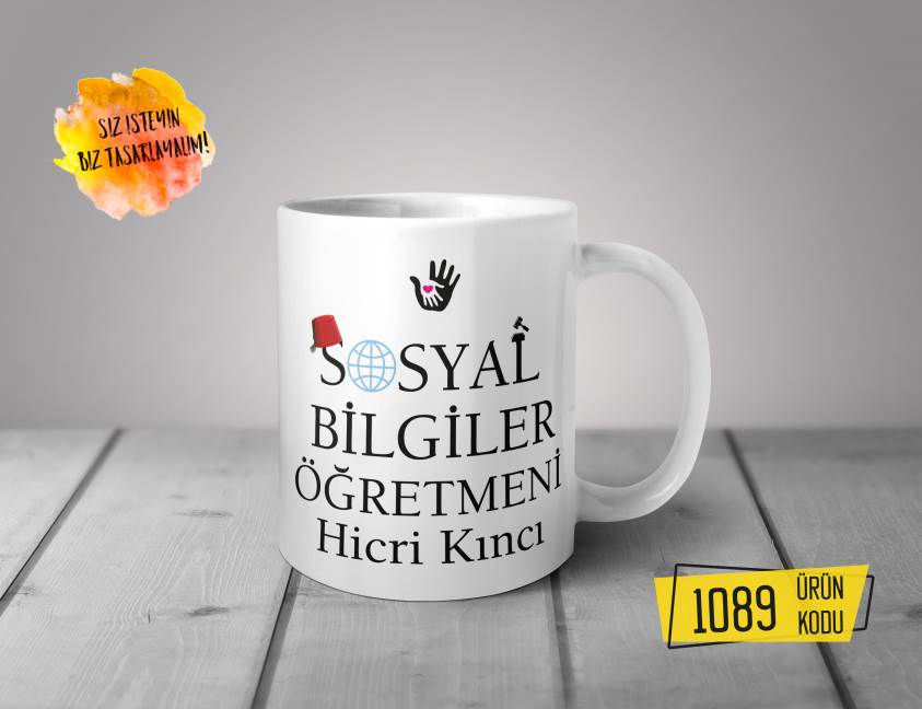 Kişiye Özel Baskılı Kupa-Sosyal Bilgiler Öğretmeni Özel Tasarım Baskılı Kupa 1089