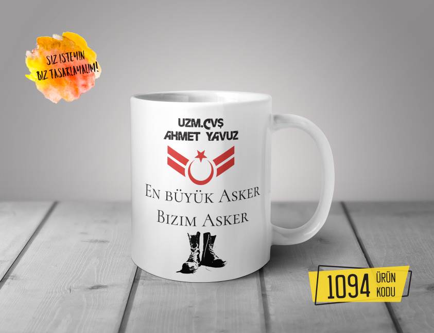 Kişiye Özel Baskılı Kupa-Uzman Çavuş Özel Tasarım Baskılı Kupa 1094