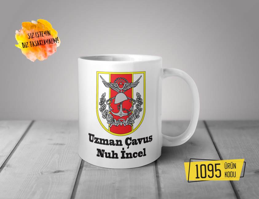 Kişiye Özel Baskılı Kupa-Uzman Çavuş Özel Tasarım Baskılı Kupa 1095