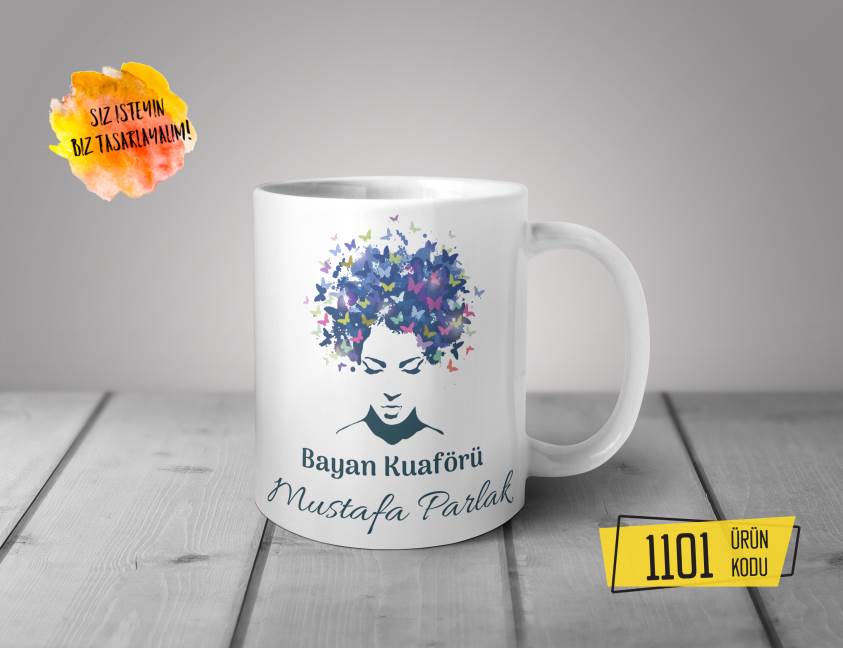 Kişiye Özel Baskılı Kupa-Bayan Kuaförü Tasarım Baskılı Kupa 1101