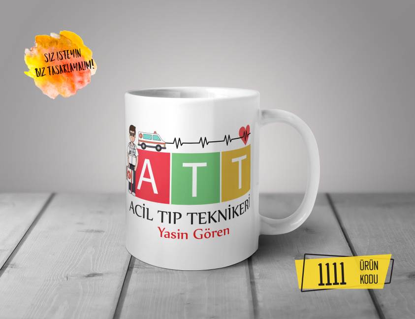 Kişiye Özel Baskılı Kupa-Acil Tıp Teknikeri Özel Tasarım Baskılı Kupa 1111