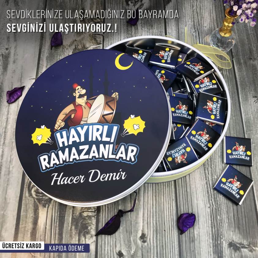 Bayram Çikolatası-Yuvarlak Metal Davulcu Tasarımı B001