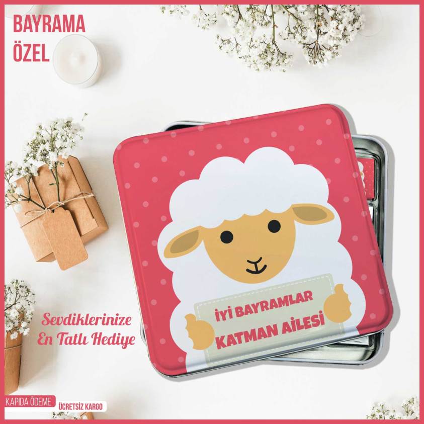 Bayram Çikolatası- Kare Metal Kutu B010