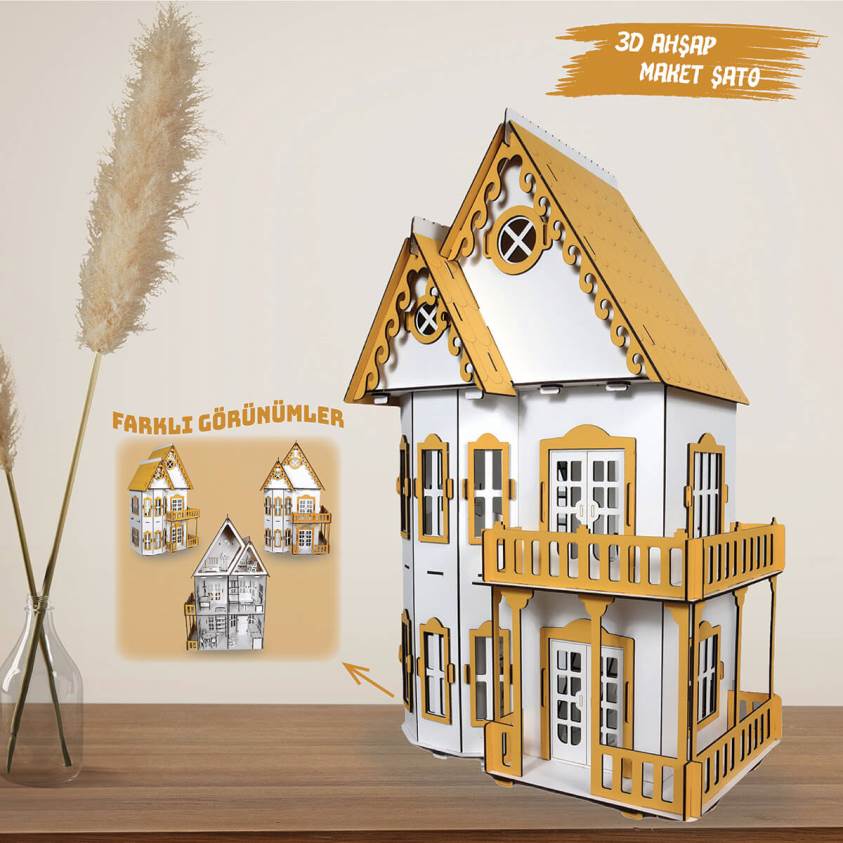 3D Ahşap Sarı  Maket Şato - L7028