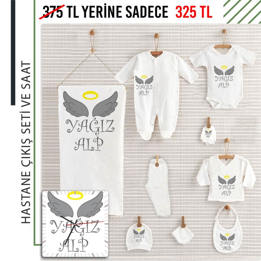 Yeni Doğan Bebek Seti Ahşap Saat Hediyeli - S180